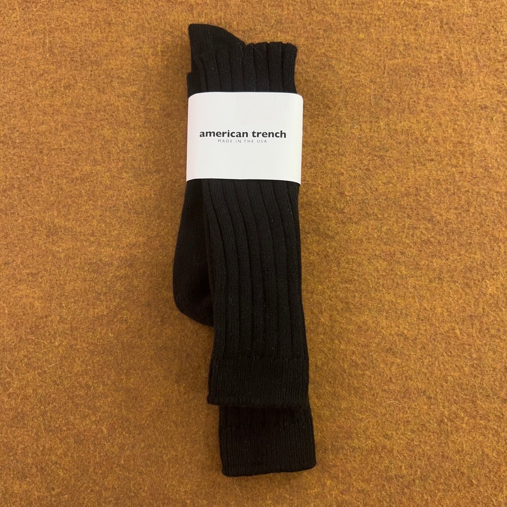 American Trench Mens 8.5-12.5 Black The Oxford Ribbed Crew Socks NWT